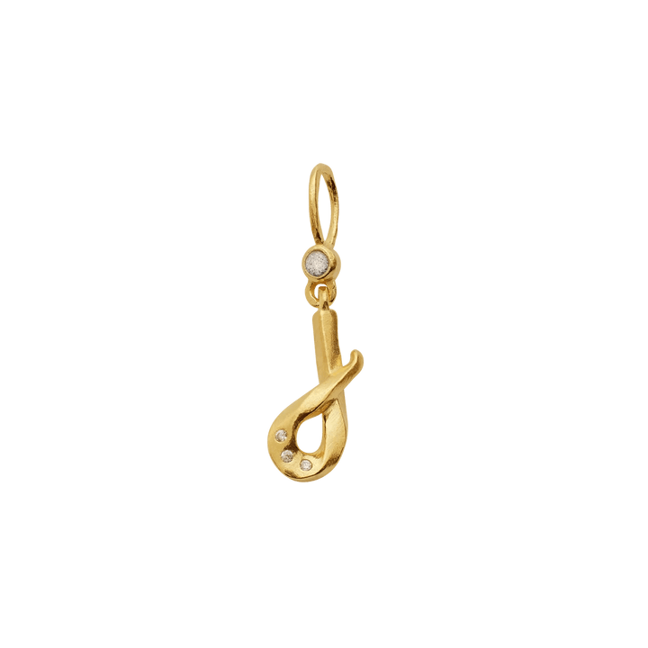 maanesten-alphabet-letter-halskaede-forgyldt-bogstavs-vedhaeng-a-z viser et forgyldt anhænger vedhæng med sten, Model 2744a-010-7.