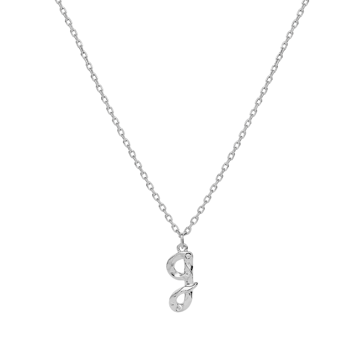 Maanesten alphabet letter halskæde sølv bogstavsvedhæng a-z viser et elegant sølvvedhæng i form af bogstavet g på fin kæde. Model 2744c-007-9