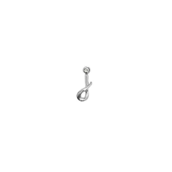 Maanesten Alphabet Single Bogstav Ørestik A-W i sølv, unikt snoet bogstav, Model 101c-alphabet-010-11