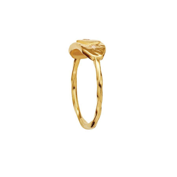 moonstone amarit gold-plated ring with raw, organic surface in matte gold look, Model 4840a-001