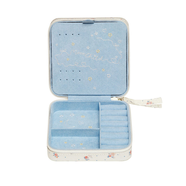 Maanesten Amelia Jewelry Box Sky Blue shows open, light blue velvet with divisions, Model 4192-2.