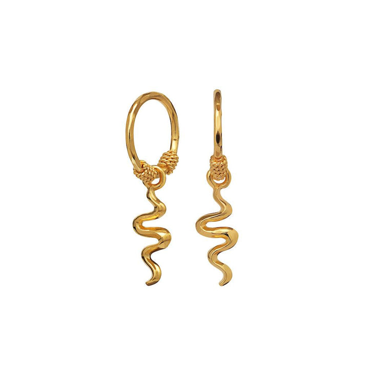 Moonstone Aryah Earrings 18 kt. gold plated in organic twisted design, glossy gold surface. Model 9579A-9579A-2