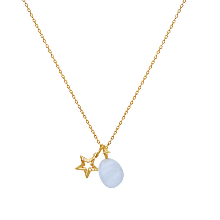 maanesten blue lace air spirit pendant gold-plated with star and blue stone, Model 2831a-2