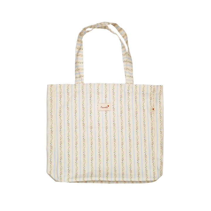 maanesten canvas totebag summer stripes blue with light blue and pastel stripes, Model 4121-onesize
