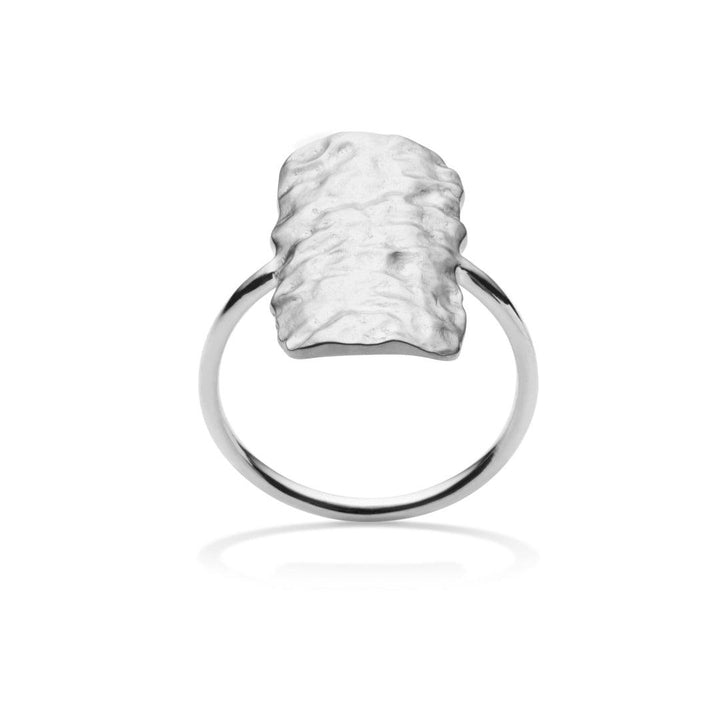 Moonstone Cuesta Ring in silver shown from the front, with wavy, organic surface. Model 4302c-4302c-001