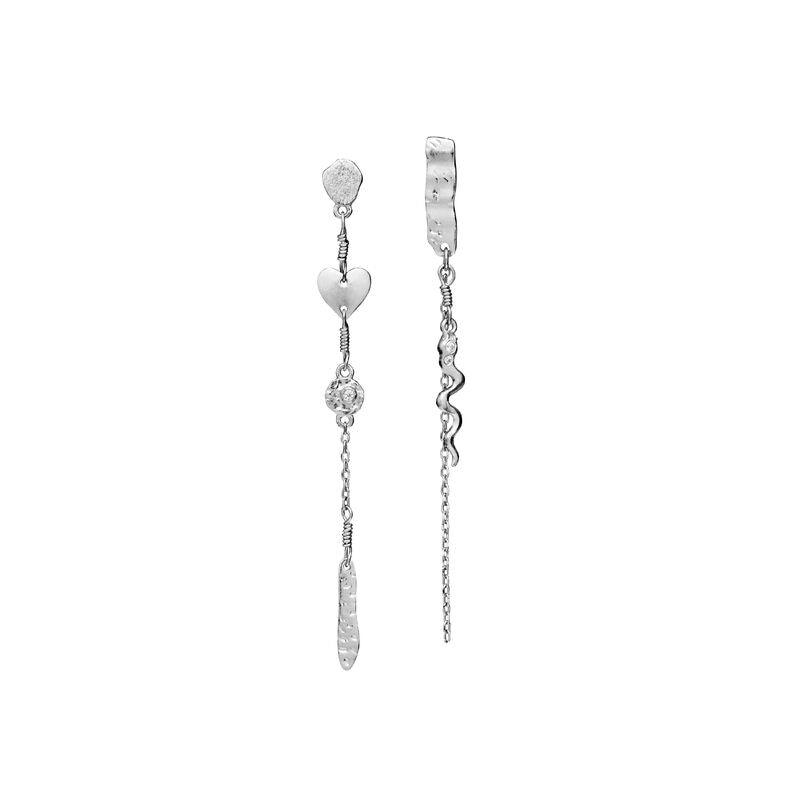 Maanesten Delfine Earrings in silver with unique pendants and detailed shapes, Model9847c-1