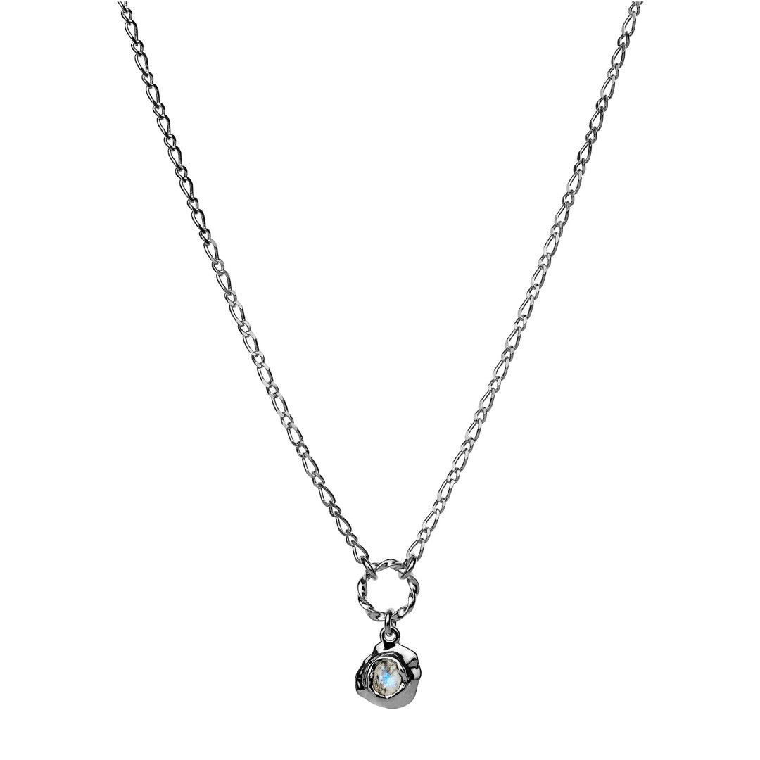 Maanesten Dorith silver necklace with fine chain and small pendant with round stone, Model 2562c-2562c-1.