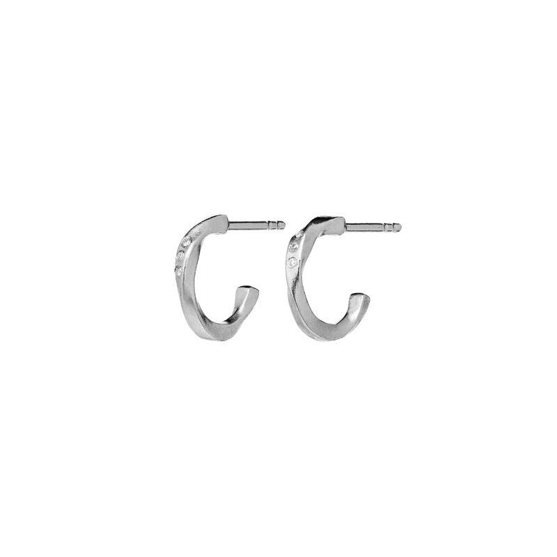 Moonstone Echo Petite Hoops 12mm in silver, small earrings with glossy surface, model 9861C-9861C-1.
