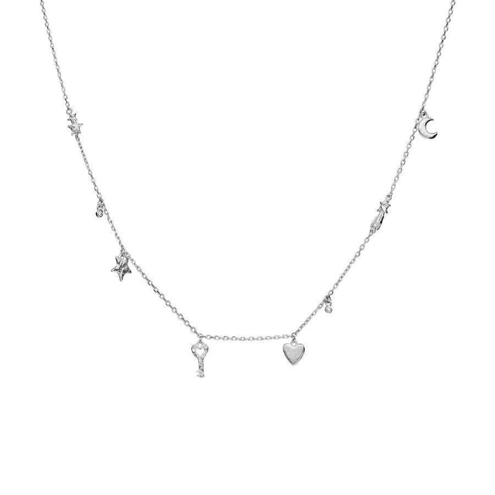Maanesten Idra silver necklace with small pendants in different shapes and details, Model 2706c-1