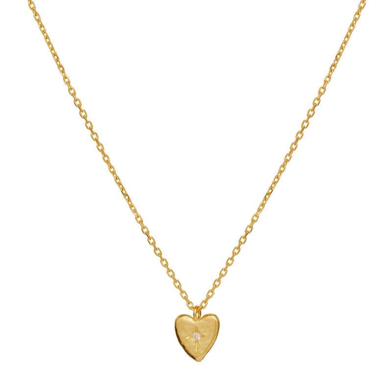 Maanesten Ira Necklace with heart pendant in shiny gold look, detail with small stone in the middle. Model 2707a-1