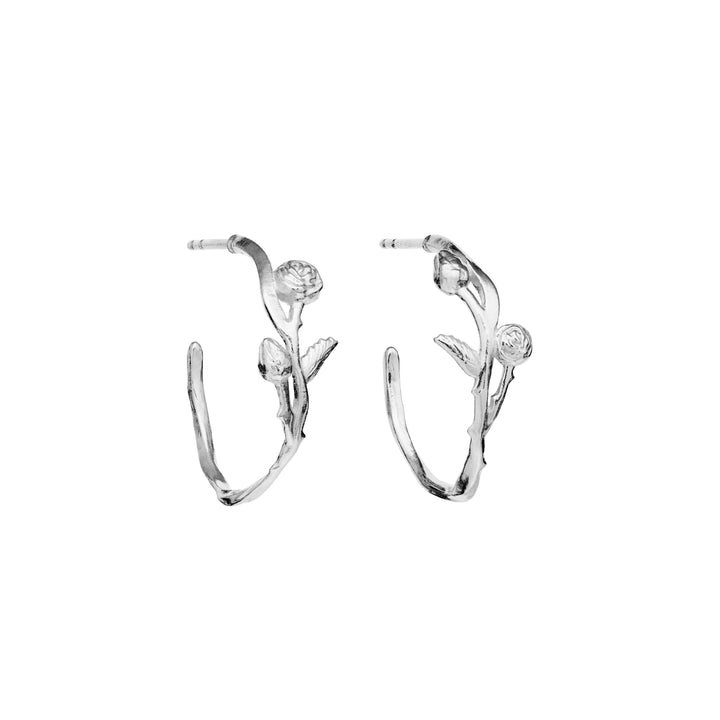 Maanesten Kalyna silver earrings with rose, detailed with flowers and leaves, Model 9993c-1