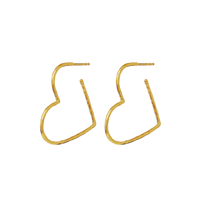 moonstone-laia-grande-gold-plated-heart-earrings, open gold-plated heart-shaped earrings, simple style. Model 10042a-1