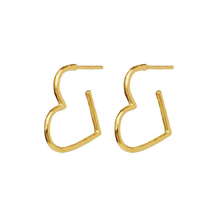 Moonstone Laia Midi gold-plated heart earrings, open and shaped like abstract hearts in gold, Model 9962a-2.