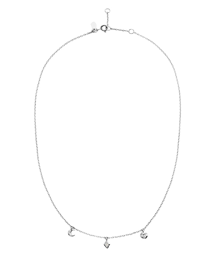 Maanesten Lea silver necklace with fine pendants in moon, diamond and circle, model 2806c-2.