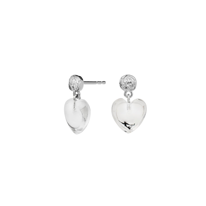 Maanesten Lemona Petite Silver Heart Earrings shown as a set on white background. Model 9975c-2