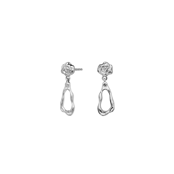 Maanesten Lydia silver earrings with organic shape and glossy surface, Model 9996c-2