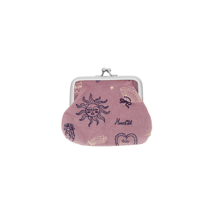 Maanesten Magic Small Pouch Magical Purple shows a small purse in purple velvet with sun motif and metal clip, Model 4099-1.