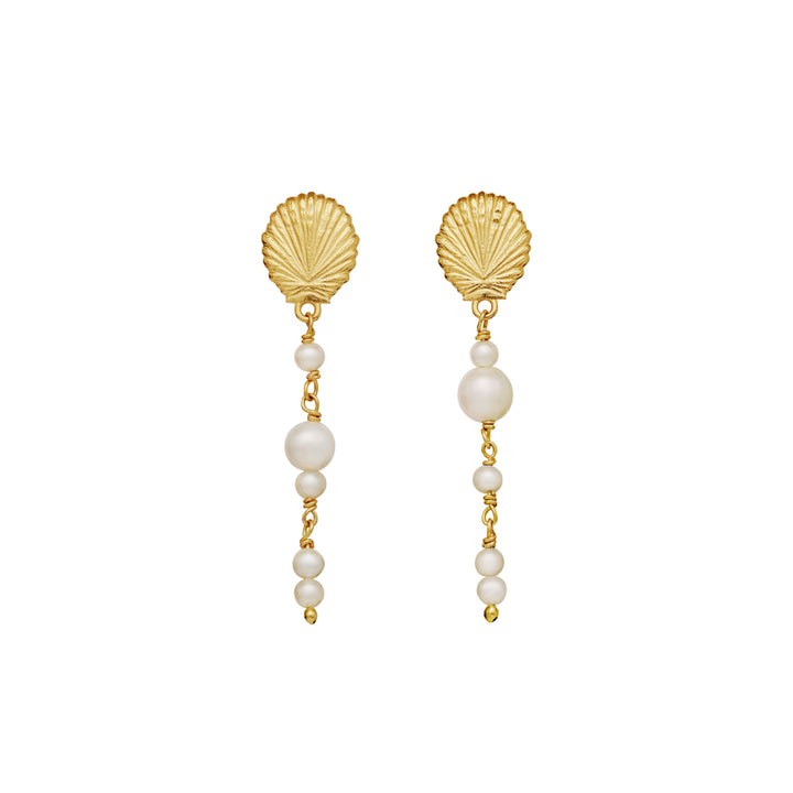 Maanesten Marylyn gold plated earrings with freshwater pearls, elegant detail, Model 9998a