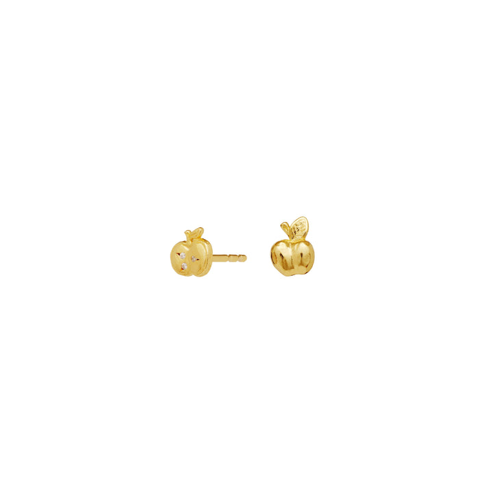 Maanesten Melora gold-plated apple earrings in an apple-shaped design with a shiny gold surface. Model 9979a-2