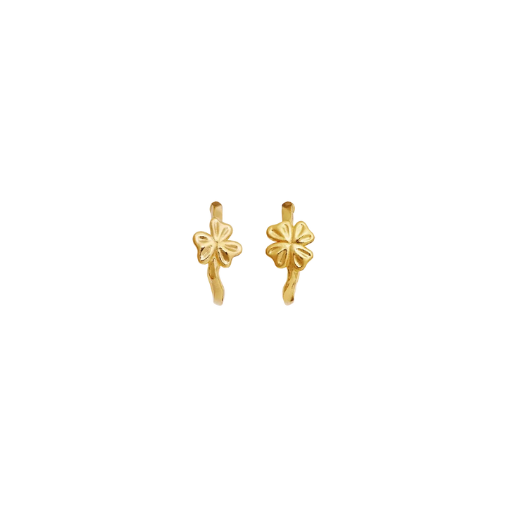 Maanesten Nadine Earrings gold-plated, flower-shaped creoles in a gold look, Model 10105a-1.