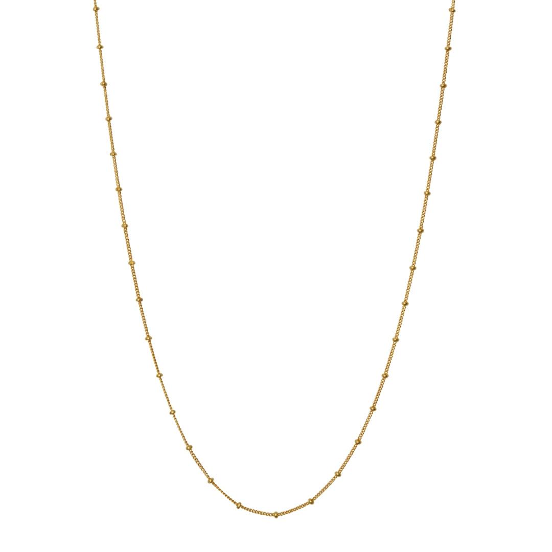 Maanesten Nala Choker Necklace gold plated showing simple chain with small gold beads, Model 2506a-2506a-1