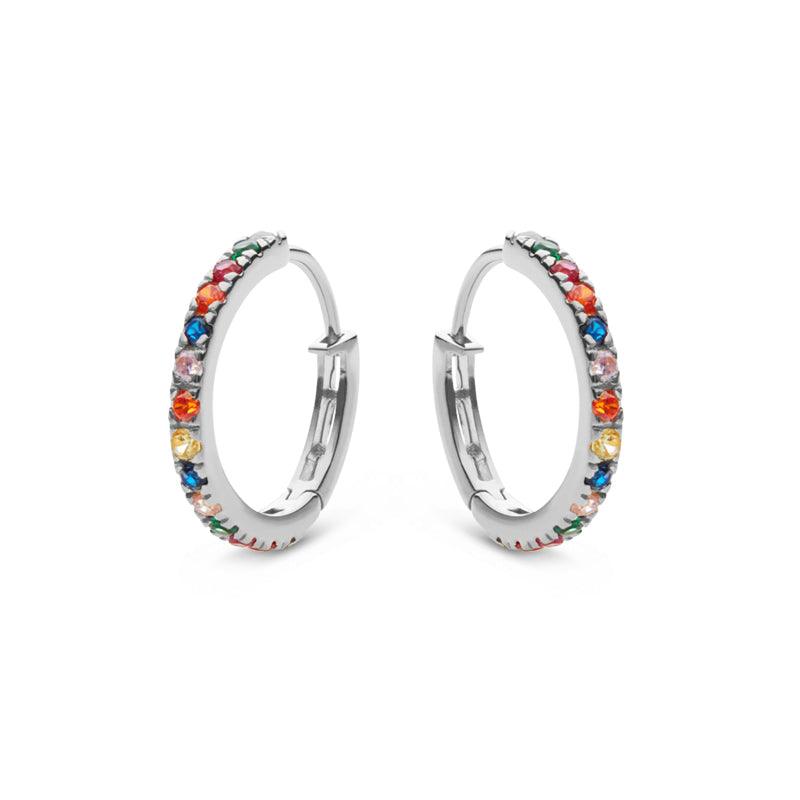 maanesten-nubia-big-solv earrings with colored stones, round model in silver, Model 9346c-9346c-1