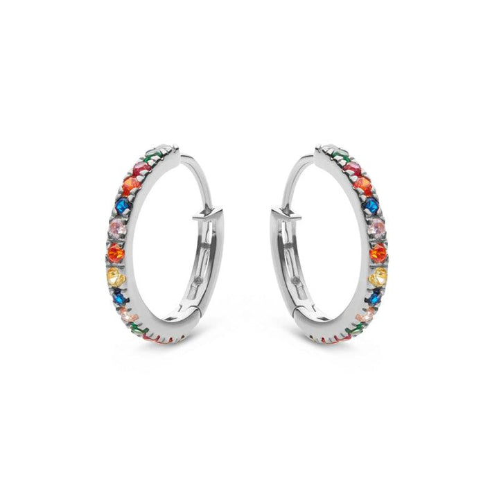 maanesten-nubia-big-solv earrings with colored stones, round model in silver, Model 9346c-9346c-1