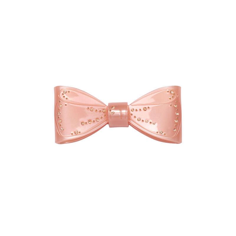 Maanesten Ribin Hair Clip Blush features a pink hair clip with golden bow details. Model 3979-one size.