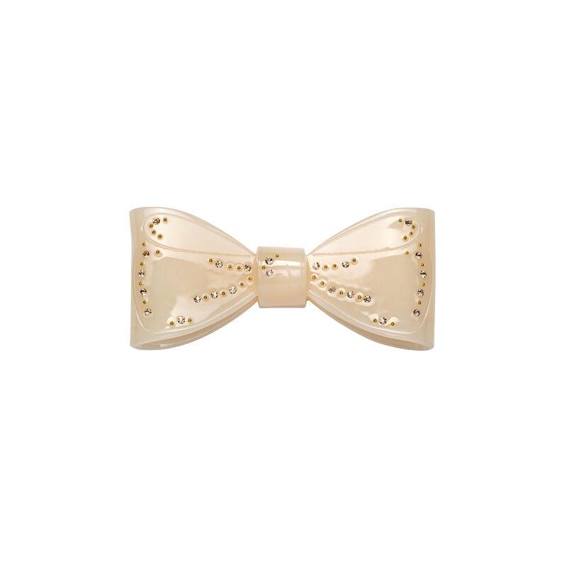 Maanesten Ribin Hair Clip Cream shows a cream-colored bow-shaped hair clip with golden details. Model 3981-one size