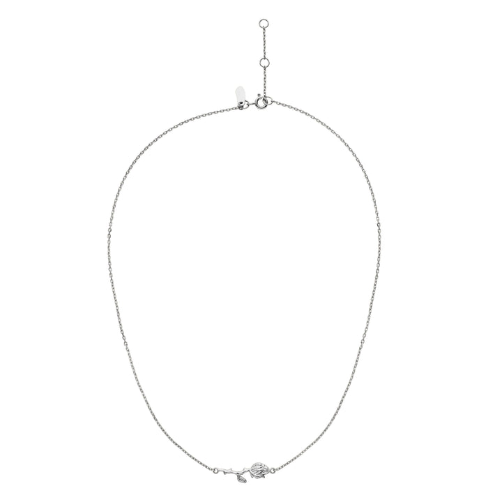 Maanesten Rosanna silver necklace with rose pendant, single chain and adjustable clasp, Model 2735c