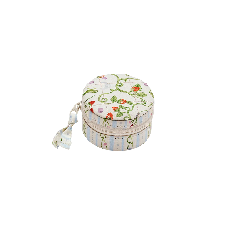 maanesten-round-jewelry-box-small-garden-magic-ivory with flower print in light colors, model 4123-2