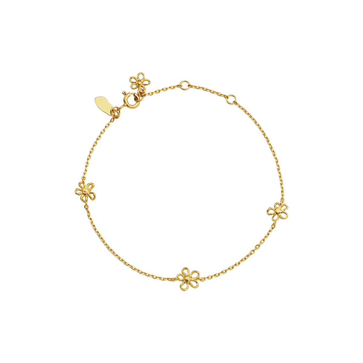 maanesten-salwa-gold-plated-bracelet with flowers, elegant bracelet in gold with small flower details. Model 8699a-1