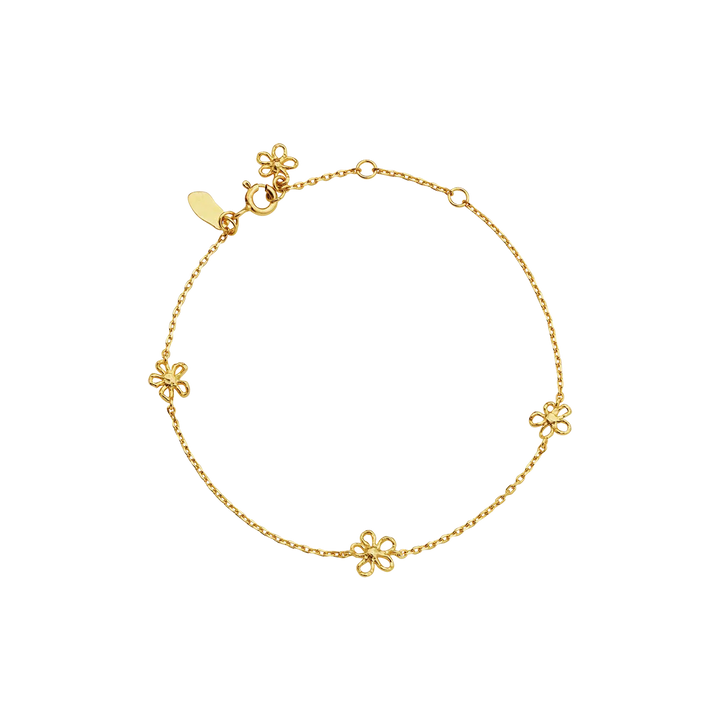 maanesten-salwa-gold-plated-bracelet with flowers, elegant bracelet in gold with small flower details. Model 8699a-1