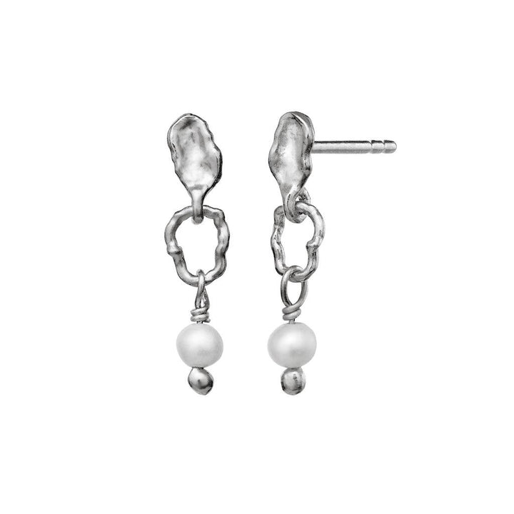 Maanesten Seraphine Silver Earrings with white pearls and organically shaped design, Model 9728c-9728c-2