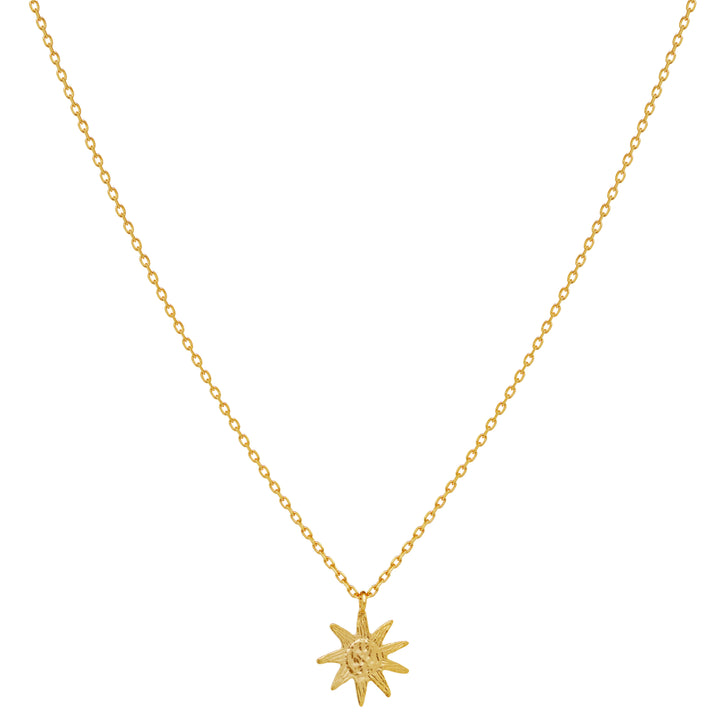 maanesten soleima necklace gold-plated silver with sun pendant on white background. Model 2742a-1