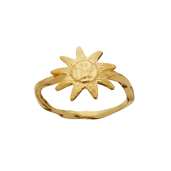 Maanesten Sonja Ring gold-plated silver with sun motif, matte surface, Model 4869a-001