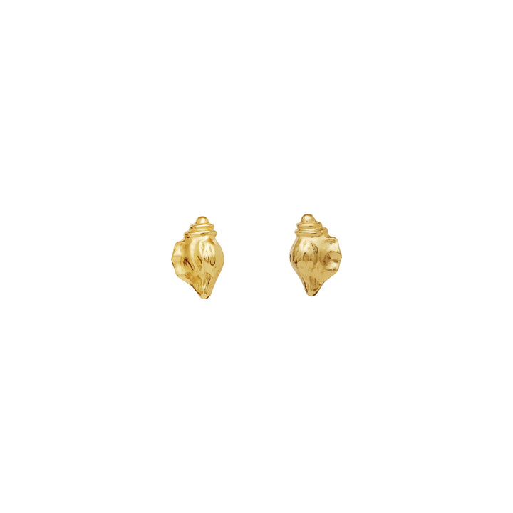 Maanesten Sora gold-plated earrings with conch motif, small gold-colored earrings, Model 9978a-1