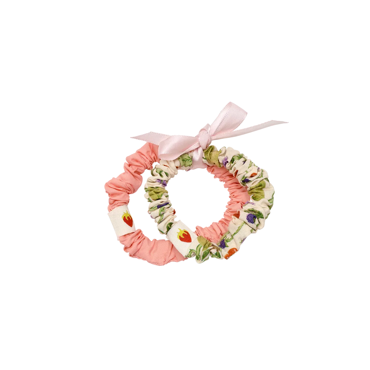 Maanesten Summer Hair Elastic Set Multicolor in fabric with pink and floral elastics. Model 4110-one size