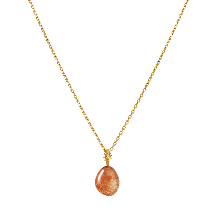 Maanesten Sunstone Fire Spirit Pendant pendant with orange sunstone on gold-plated chain, Model 2829a.