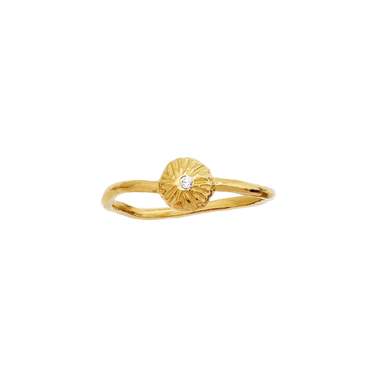 Moonstone Tacita Ring Gold-plated with center detail and clear stone on simple, elegant gold ring. Model 4882a-001