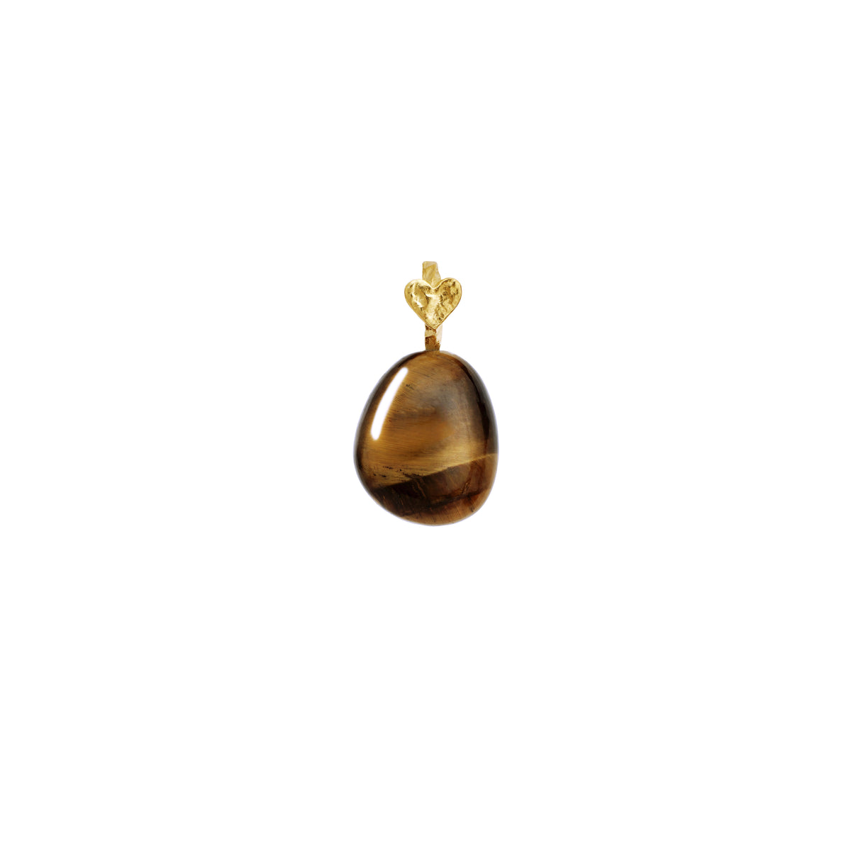 Maanesten Tiger Eye Earth Spirit Pendant gold-plated with gold heart and brown stone model 2830a-1.