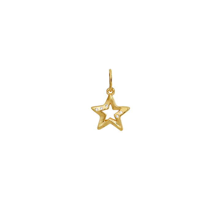 maanesten-true-spirit-pendant-pendant-gold-plated star pendant in gold-colored metal with small clear stones, Model 2840a-1
