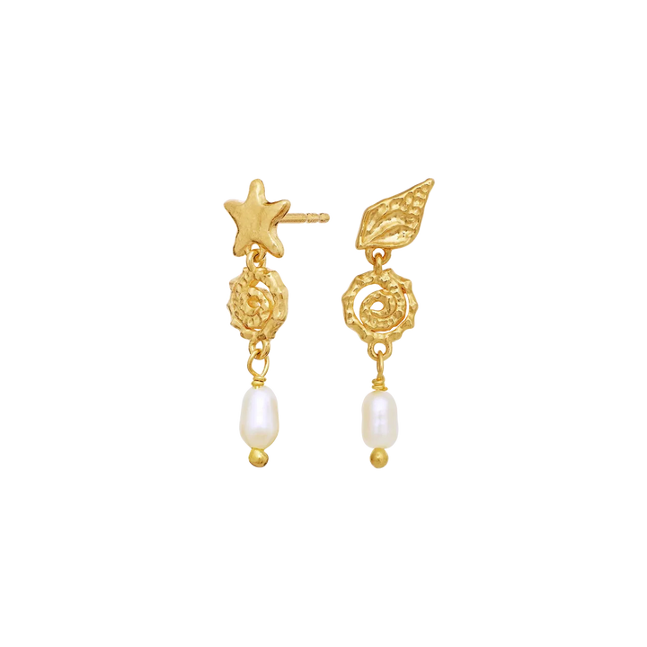 moonstone-zumi-earrings-gold-plated with unique gold design and white pearls, Model 10118a-2