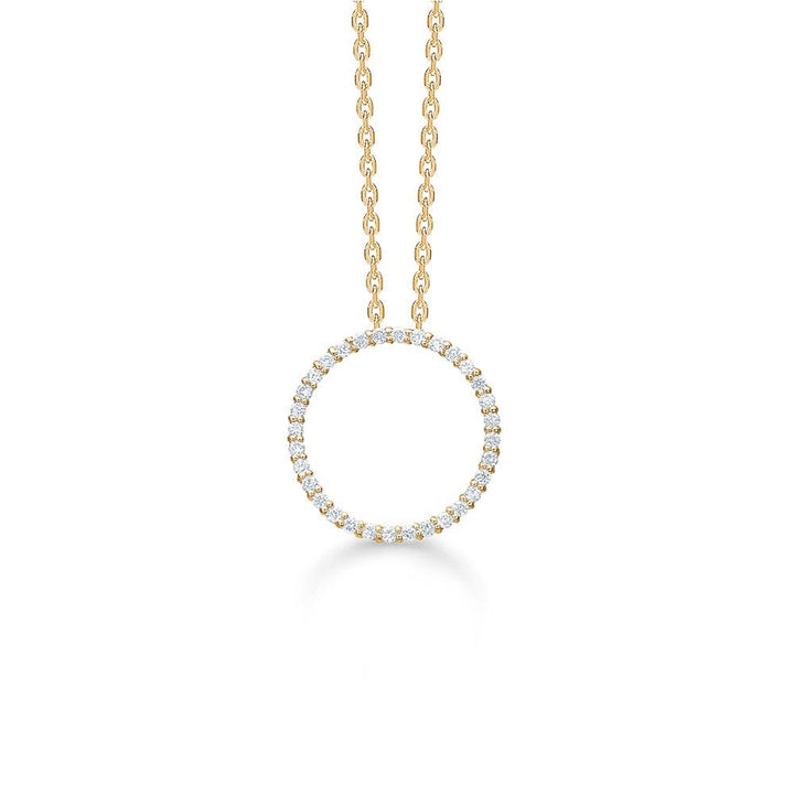 Mads Z 14kt Diamond Halo vedhæng i guld med runde diamanter, forside, model 55210