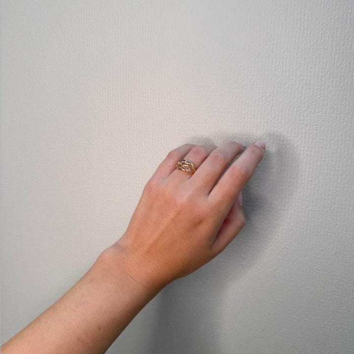 Mads Z 14kt Diamond Nest Ring 0.045ct W/SI worn on hand, gold ring with diamonds, Model 1541096-001.