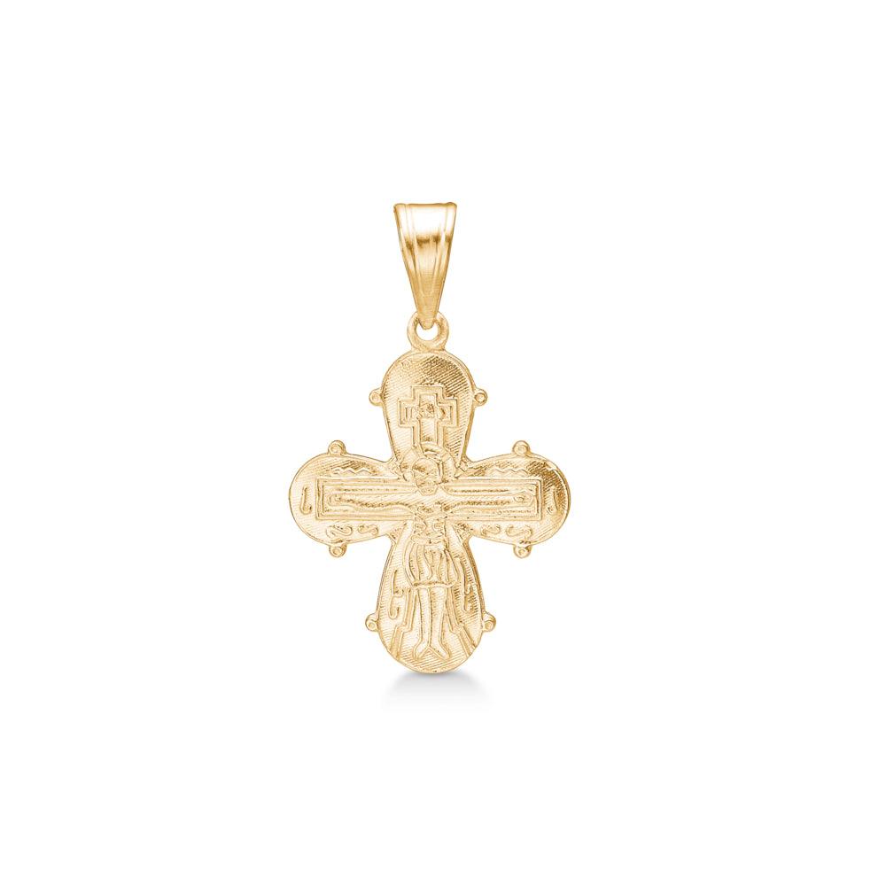 mads-z-8kt-daymark-cross-blank-19mm-8330535-1. Gold Daymark cross with glossy surface and detailed motif, Model 8330535-1