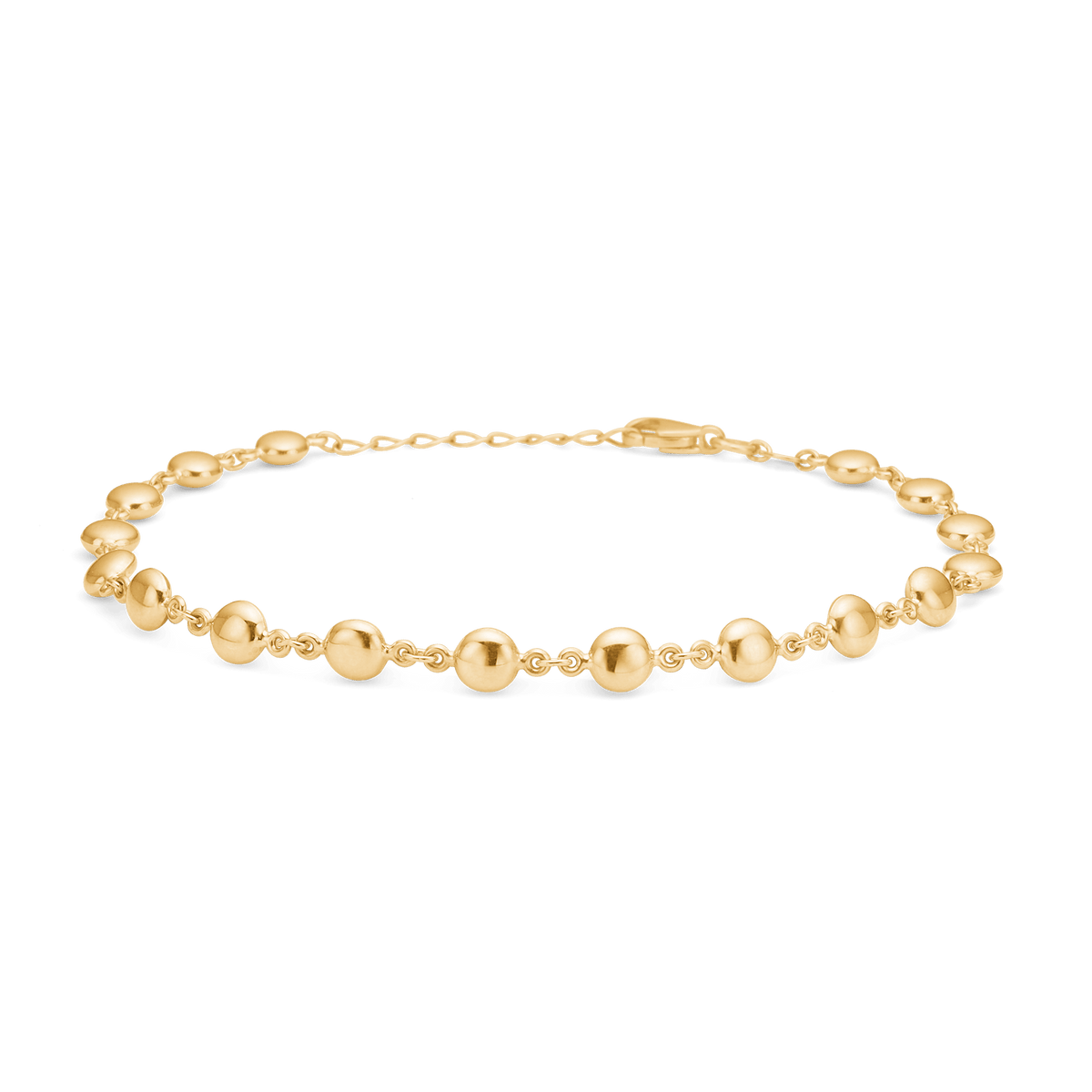 Mads Z 8kt gold bracelet with gold pearl, elegant bracelet in shiny gold with round pearls in a row. Model 3350504-1
