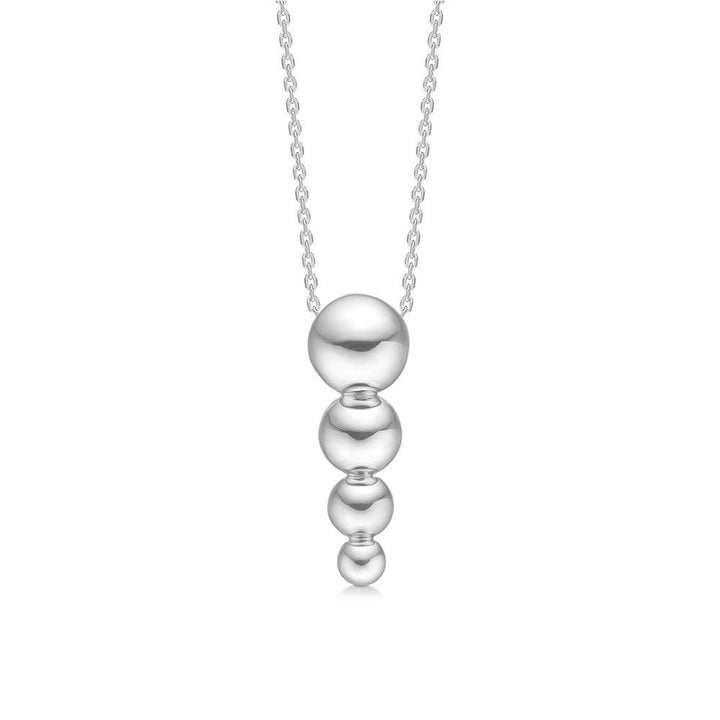 Mads Z Biggest Ball silver necklace with shiny pendant of four balls, Model2120177, on white background.