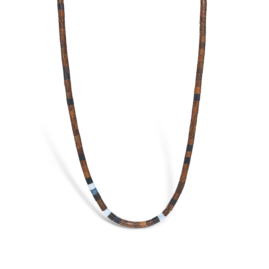 Mads Z Black Sun Surfrider Beach necklace, brown and black pearl chain in simple style. Model 5129015.