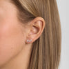 Mads Z Celeste Diamond Earrings in 14kt gold appear on the ear, the piece is elegant with diamonds. Model 1511142-2